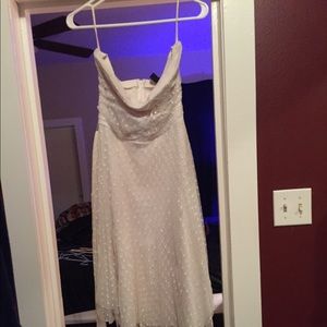 White strapless lace dress